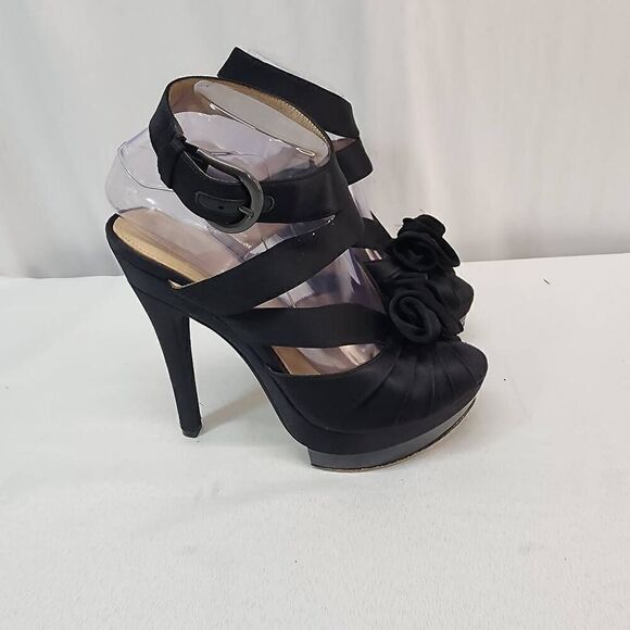 JOAN & DAVID Size 8.5 Davaleria Black Platform Ankle Strap Sandals Heels Stilett - Picture 4 of 11